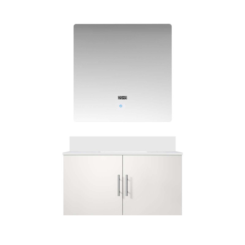 Meuble-lavabo polyvalent avec comptoir en quartz de qualité supérieure et miroir à DEL pour une fonctionnalité accrue