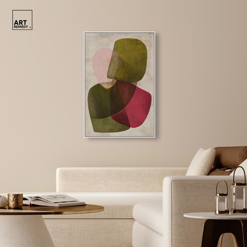 Impression sur toile «Overlaps Forms III» par Art Remedy, cadre blanc, 30 x 45, H 46 po x l 31 po, Cadre blanc