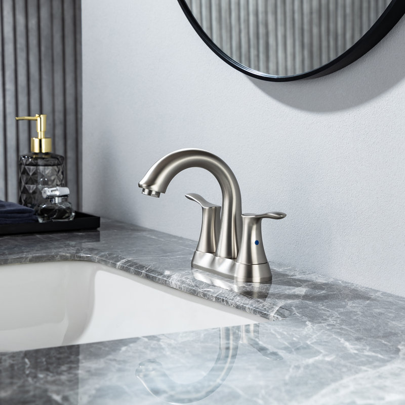 Robinet de salle de bain central avec ensemble de drain noir mat, Nickel brossé