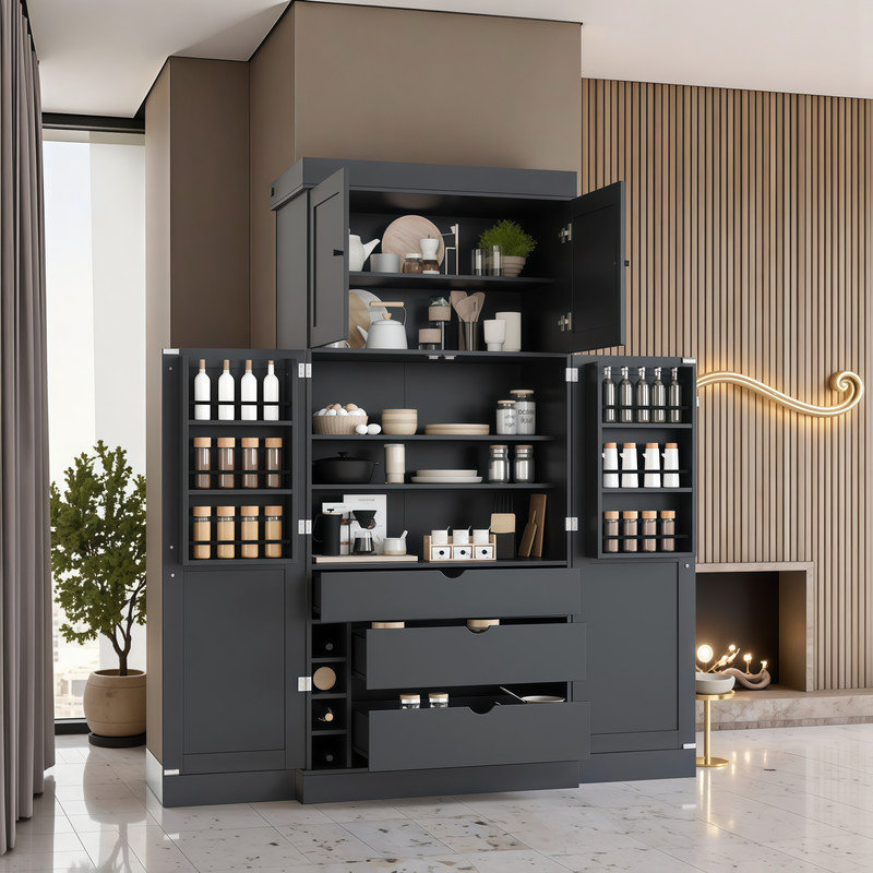 Très grand vestiaire de garde-manger autoportant Vesto, Gris