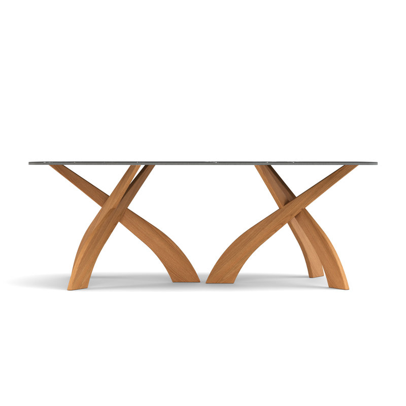 Entwine - Rectangular 42IN x 72IN Glass Top Table - Natural Walnut Finish, 30"H x 48"L x 84"W, Natural Cherry/Black