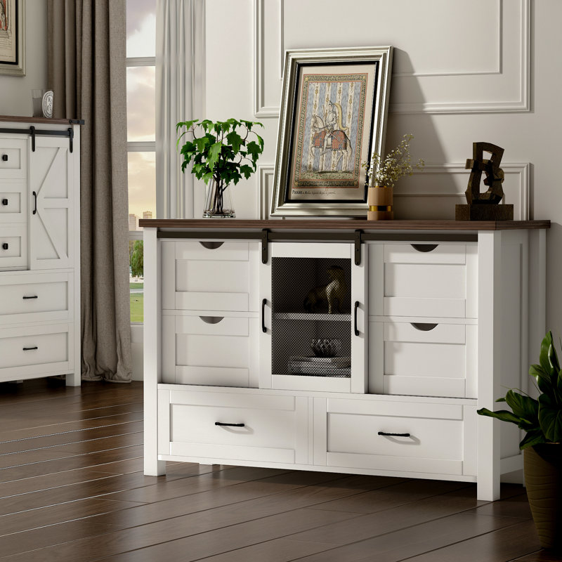 Commode Kal Padma, Blanc / brun