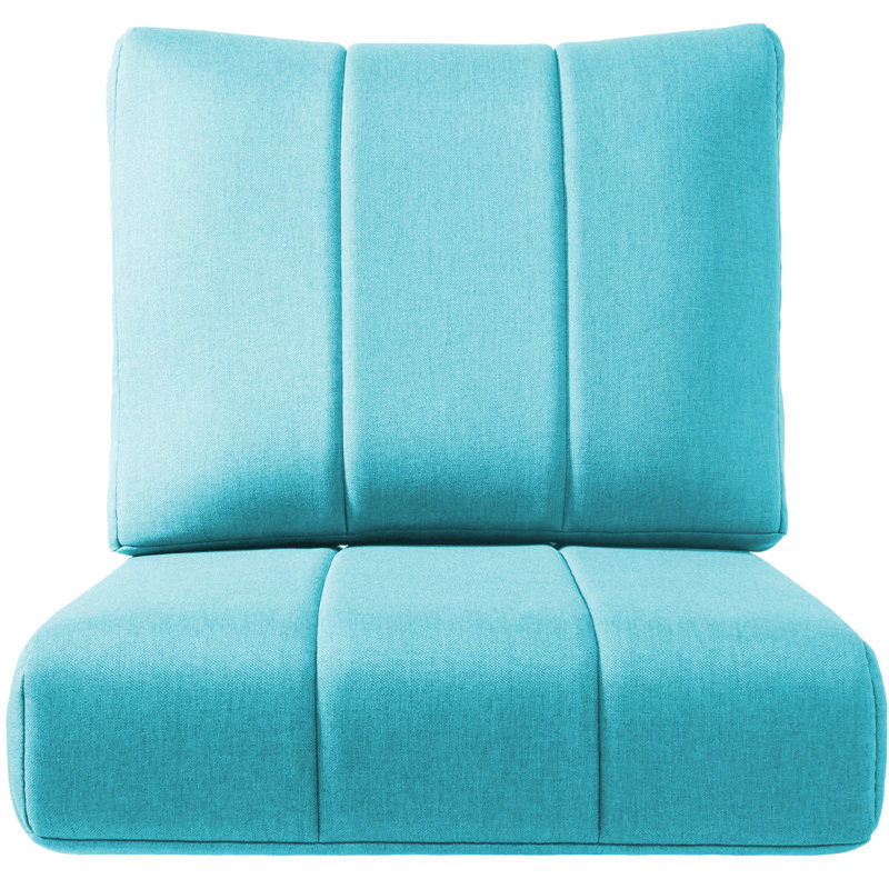 Forbell Outdoor Patio 6" Thick Seat & Back Furniture Cushion Set With Removable Cover, Light Blue, 1