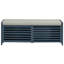 Banc de rangement à volets vieillis avec placage d'acacia pour un charme rétro pour le salon, le vestibule (bleu marine)
