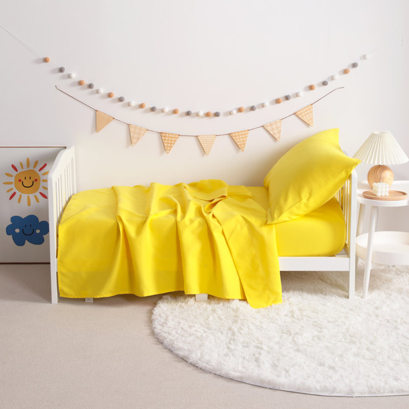 Yellow Microfiber Toddler Crib Sheet Set, 3-Piece