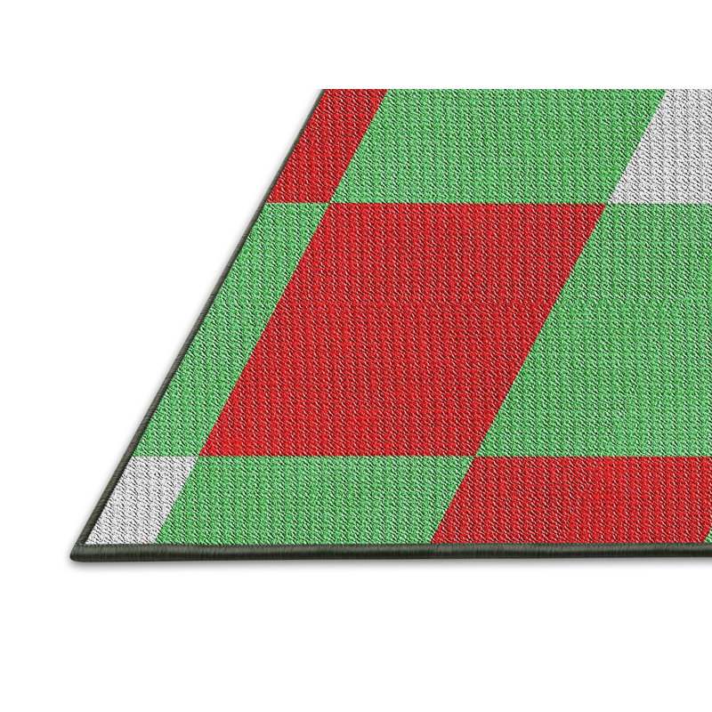 Tapis rouge/vert à motifs, Rectangle 5 pi x 7 pi
