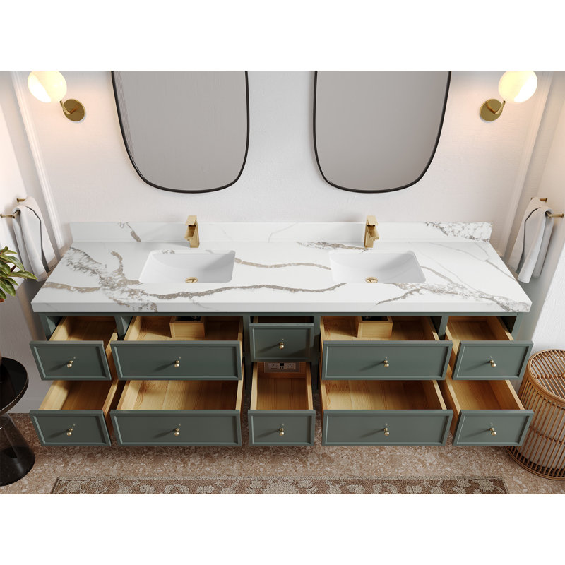 Meuble-lavabo double 84 po Roswell, 2 po - or Calacatta