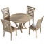 Table moderne, ronde 45,7 po, bois d'hévéa massif, finition rustique antique, patiné, table de salle à manger ronde brun grisâtre de 45,7 po, conception en bois, brun, pour 4 personnes