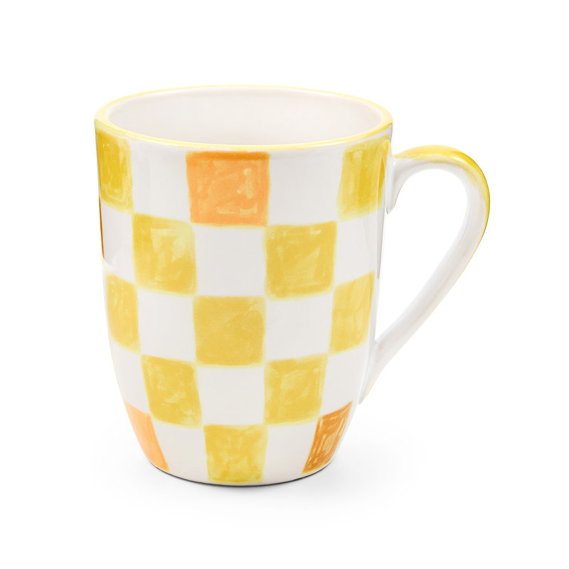Check Mug, Yellow/White, 16