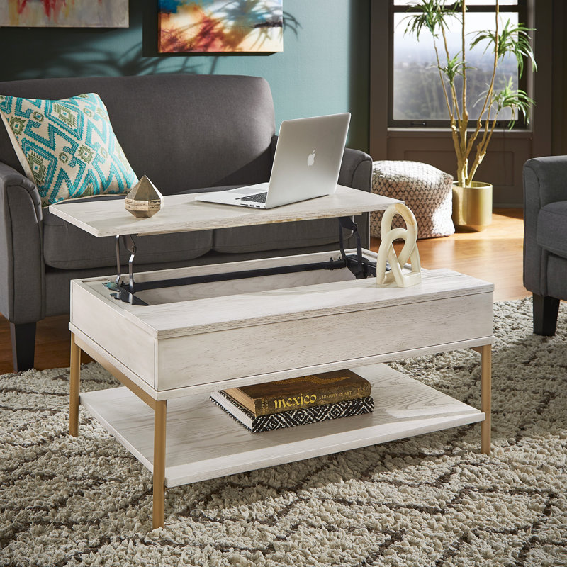 Cates Coffee Table, White, Gold
