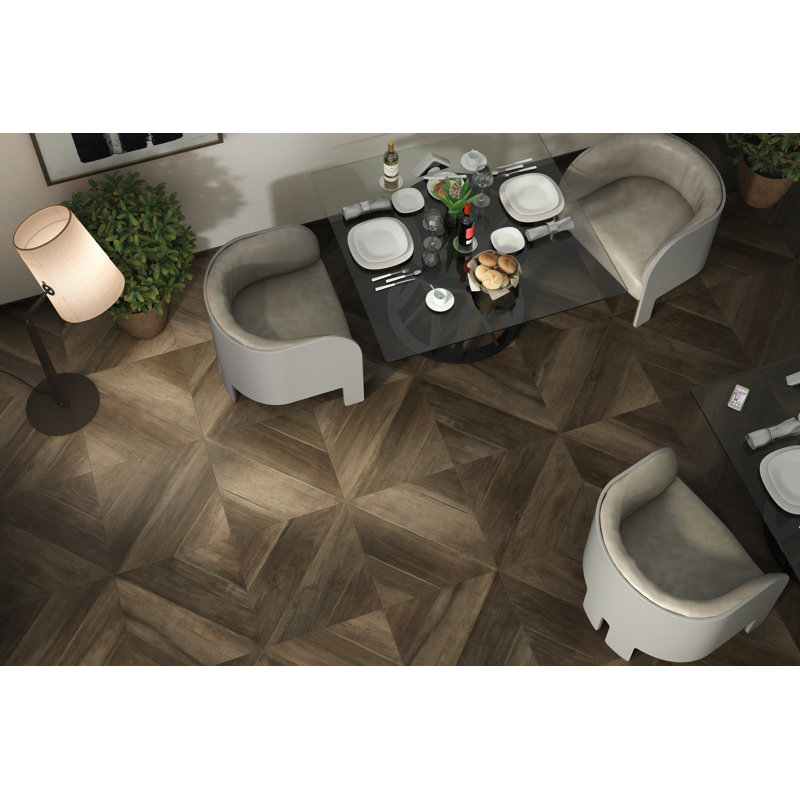 Antique 24" x 24" Porcelain Wood Look Floor Use Tile, Wenge