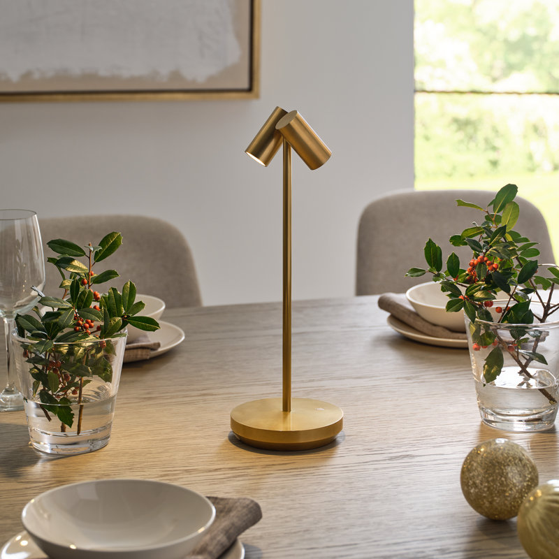 Doppia Accent Rechargeable Table Lamp, Natural Brass
