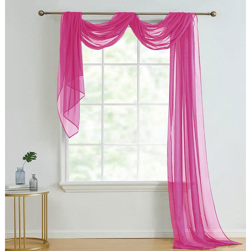 Amorah Sheer Window Scarf Single Panel, Cerise, 145 W x 500 D cm