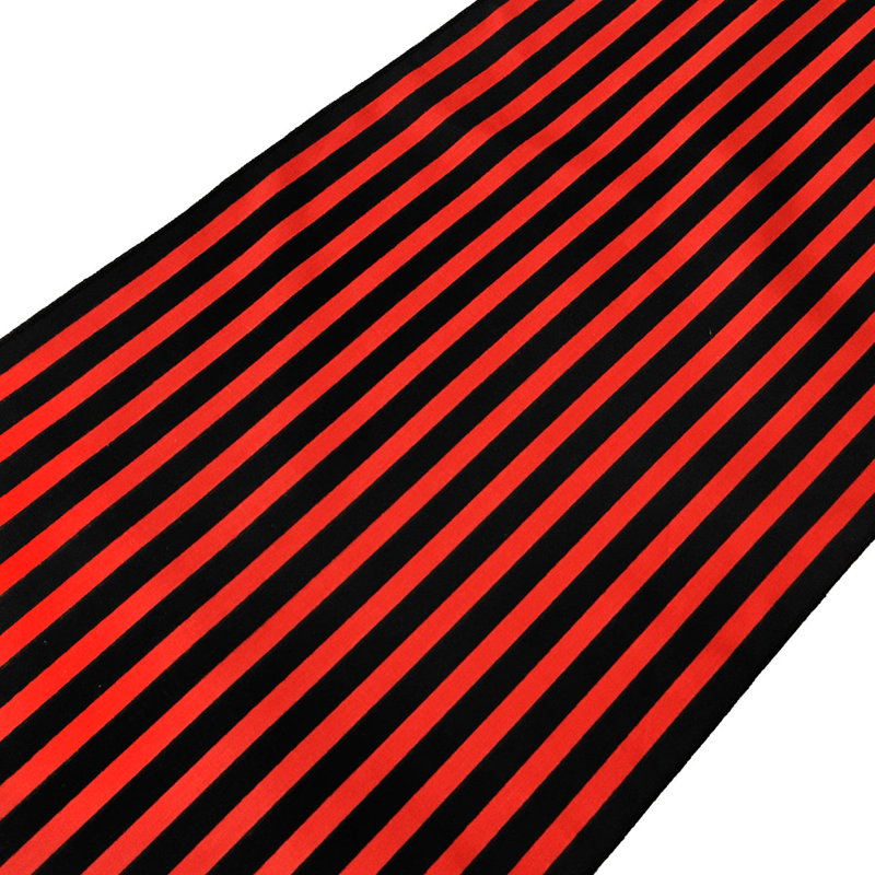 Chemin de table demi-pouce à rayures, Noir / rouge, 144 po x 12 po