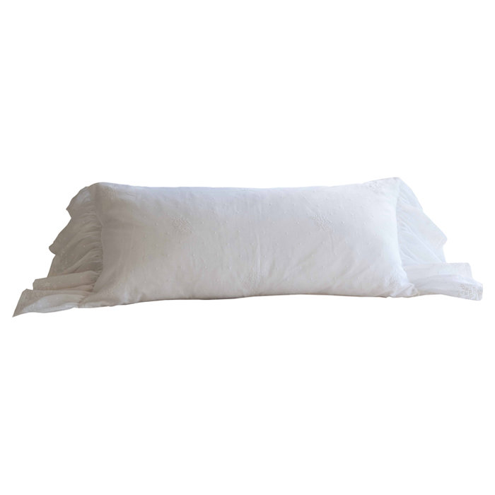 Daisy Dot Down Linen Throw Pillow, White