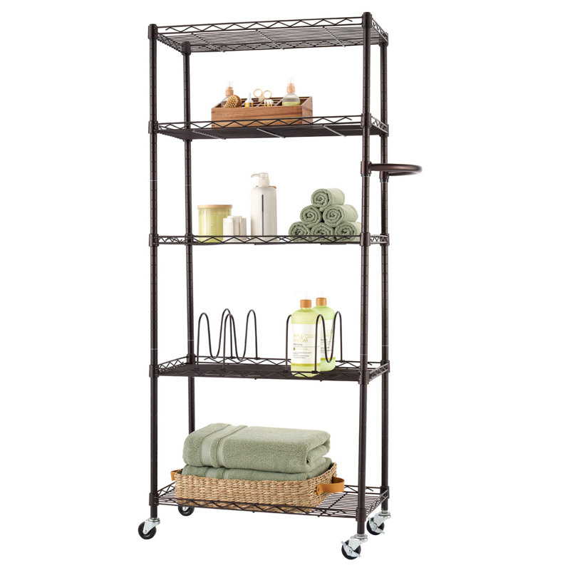 TRINITY BASICS EcoStorage 5-Tier NSF Pantry Organizer w/ Dividers & Wheels (24 in. W x 12 in. D), Dark Bronze