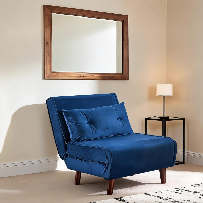Lonara One Seater Upholstered Single Convertible Chair, Blue