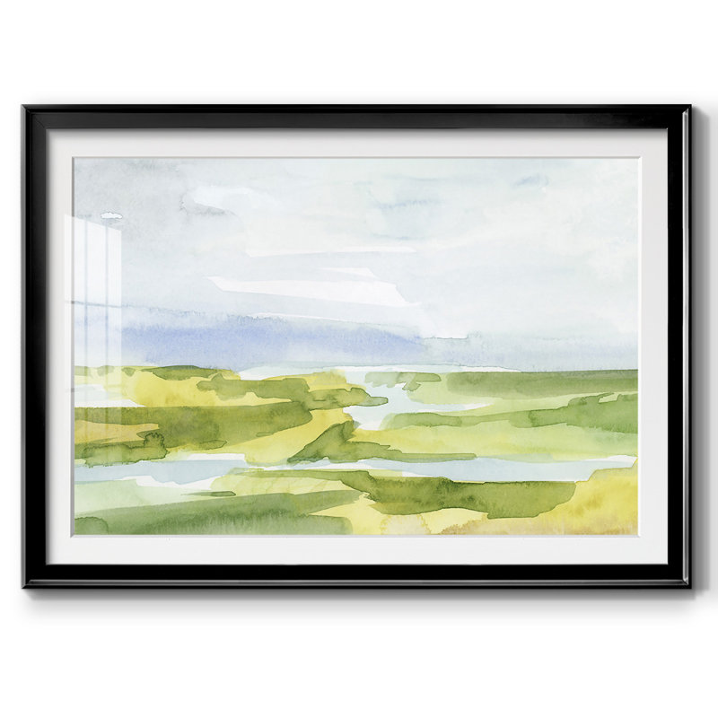 Watery Lowlands III-encadré, impression encadrée avec biseau mat et verre, H 27 po x l 39 po x P 1,5 po, Noir