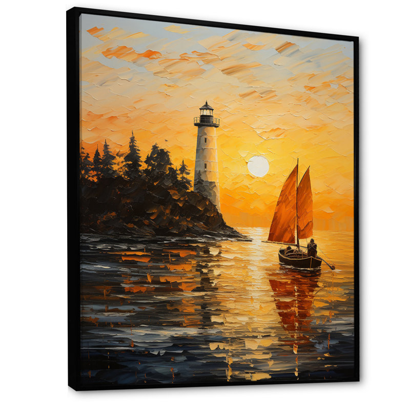 Port maritime, solace, pointillisme - art mural nautique et plage, salon, H 32 po x l 24 po x P 1 po, Cadre flottant noir