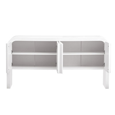 62.2-Inch Wave-Pattern Console Table with 4 Doors and Adjustable Shelf,Curved design Sofa Table Behind Couch,Rustic Narrow Entryway Table for Living R