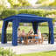 Pavillon de jardin en acier bleu et polyester et cadre extérieur en acier de 10 pi x 12 pi pour l'espace extérieur