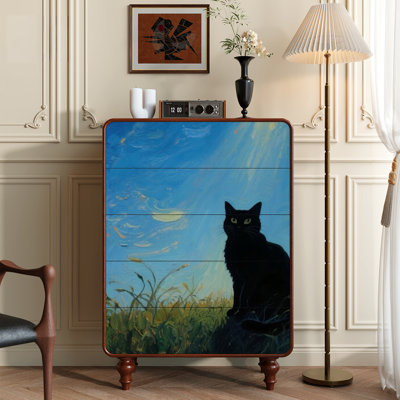 Commode 5 tiroirs Whimsical Cat Design