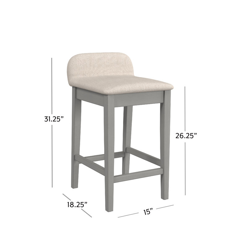 Sherlock Upholstered Counter Stool, Distressed Gray, Counter Stool (26" Seat Height)