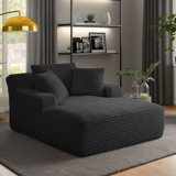 49 Inches Wide Corduroy Upholstered Chaise Lounge Indoor
