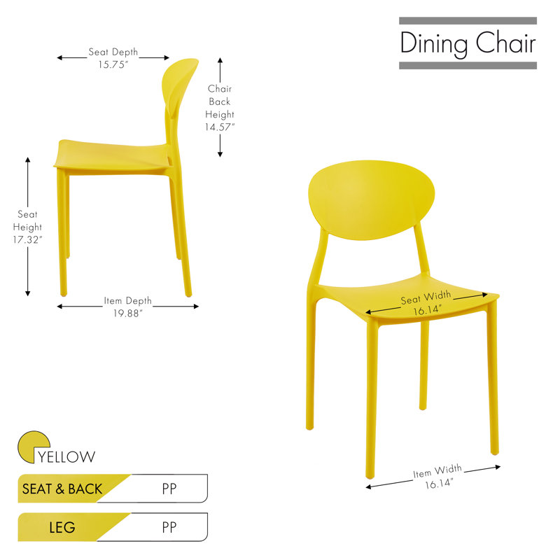 Chaise d'appoint empilable Kaden, Jaune