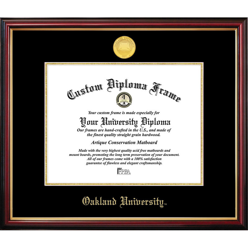 Cadre de petit diplôme Oakland, L 11 po x H 8,5 po, NCAA Oakland