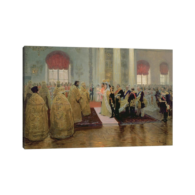The Marriage Of Tsar Nicholas II And Alexandra Feodorovna 1894 by Ilya Efimovich Repin - Wrapped Canvas Painting