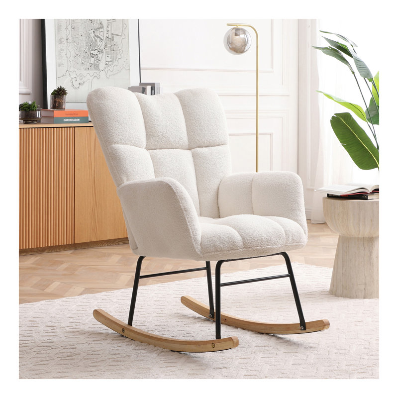 Chaise berçante rembourrée avec chaise berçante et fauteuil berçant rembourré avec dossier haut et fauteuil à dossier haut Chaise d'appoint confortable pour le bureau de la chambre à coucher