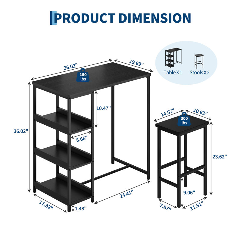 Dining Set, 91.4cm H x 91.4cm W x Does Not Applycm D, Black, Black, Black, Black