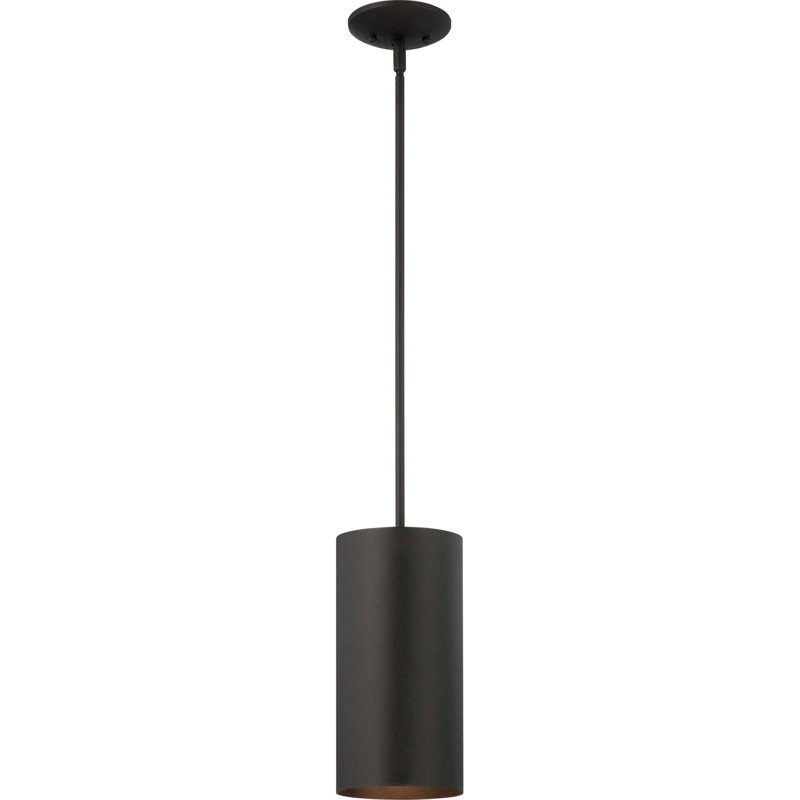 Beaverson 1-Light Indoor or Outdoor Black Aluminum Cylinder Mini Pendant, Black