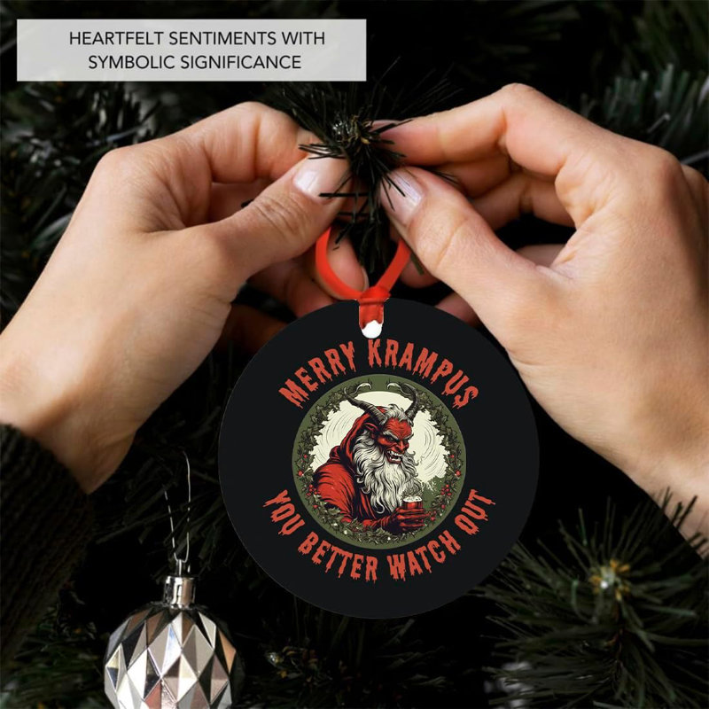 Ornement de Noël Krampus «Merry Krampus You Better Watch Out», décor d'arbre d'horreur gothique