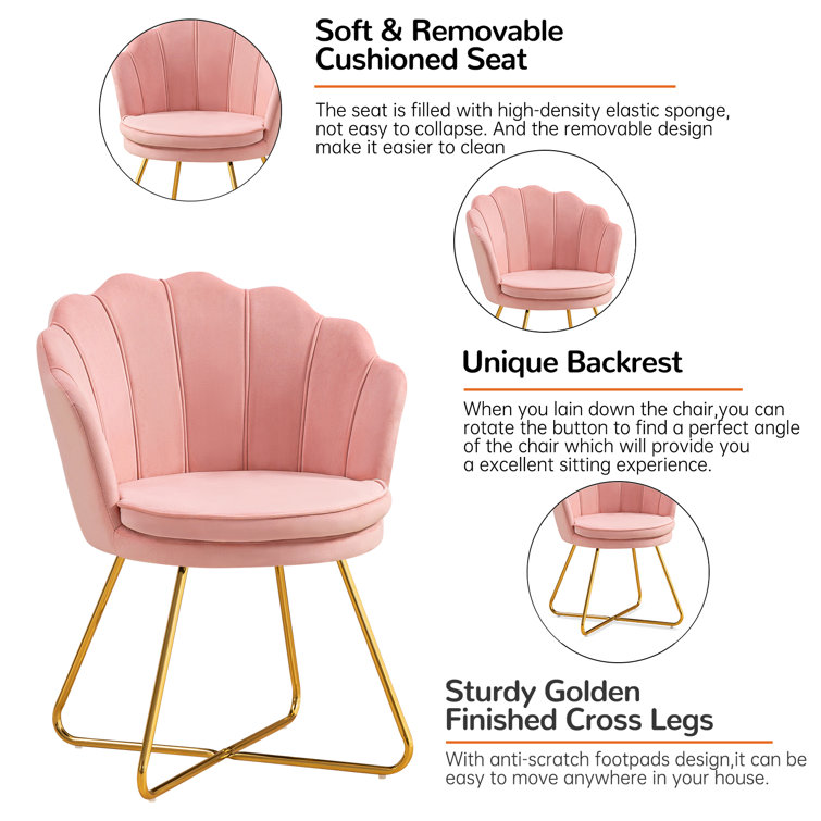 Velvet Sea Shell Seat Cushion Soft Plush Padded Chair Backrest
