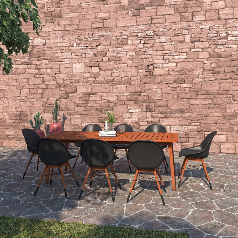Rectangle 85'' Long Eucalyptus Dining Set, Table, 8 Chairs