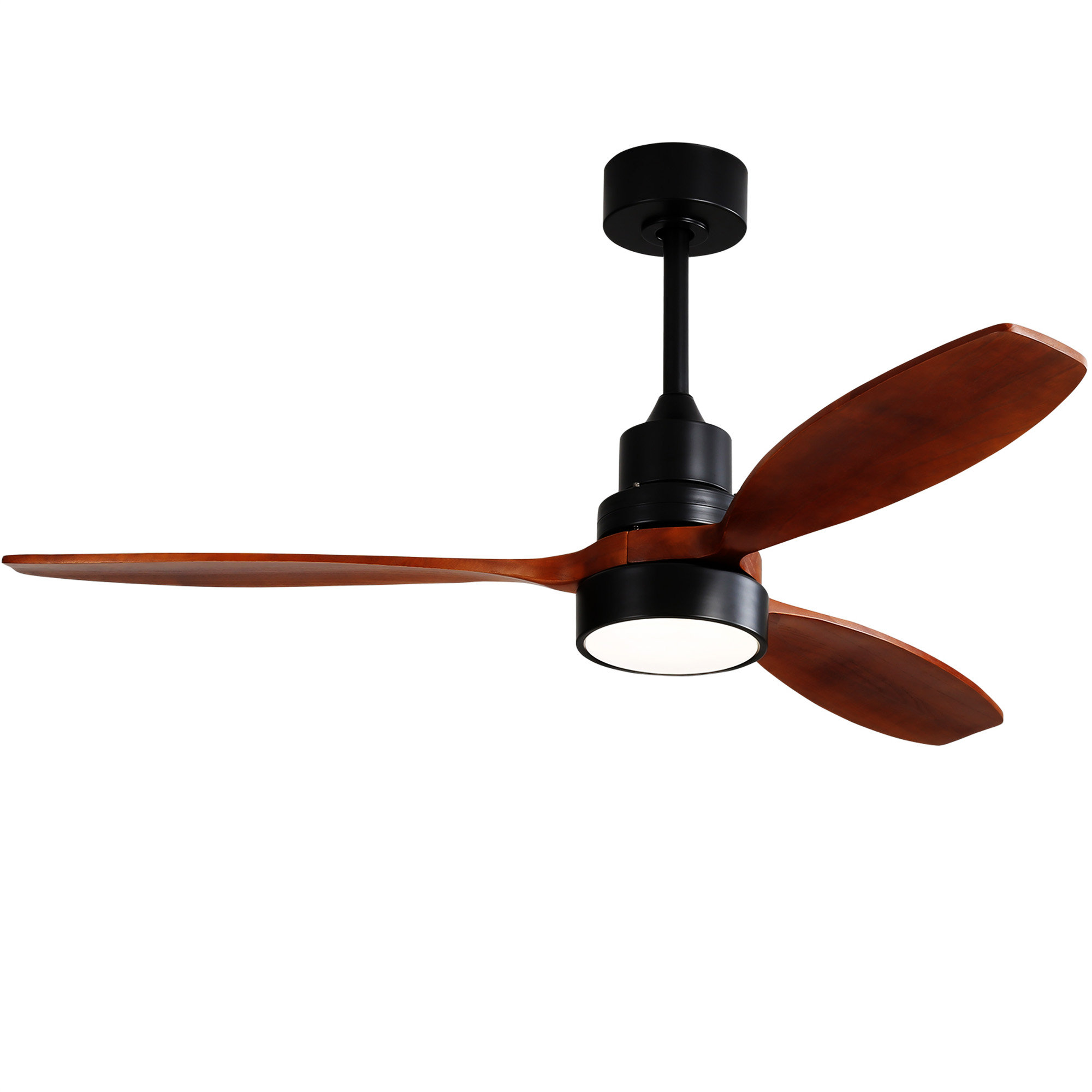 48 Inch Wood Ceiling Fan With 3 Solid Wood Blades Remote Control Reversible DC Motor For Living Room