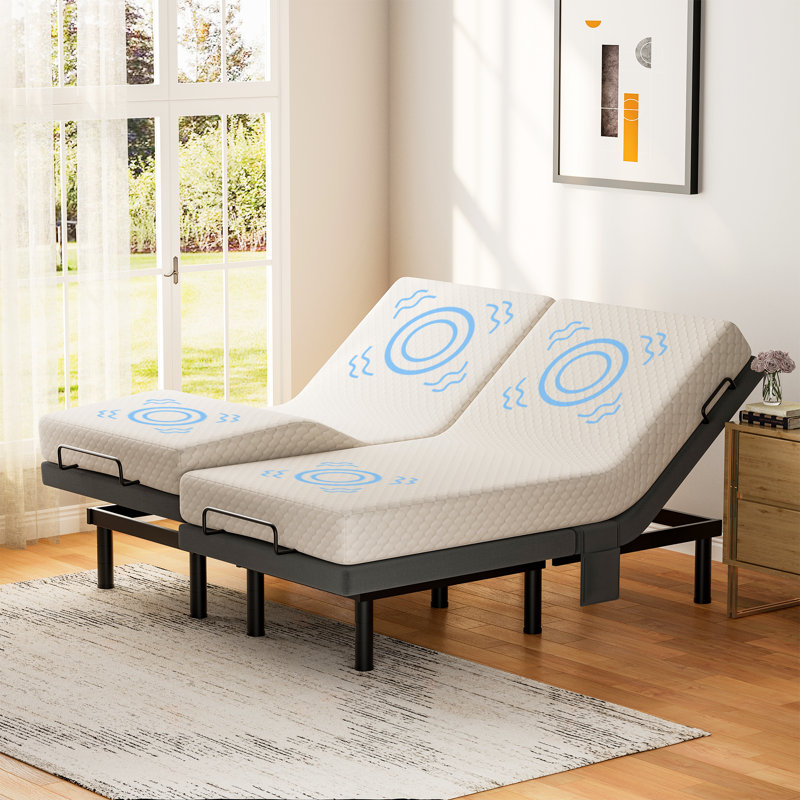 Split King Massaging Adjustable Bed Frame With Zero Gravity and Wireless Remote, Split King