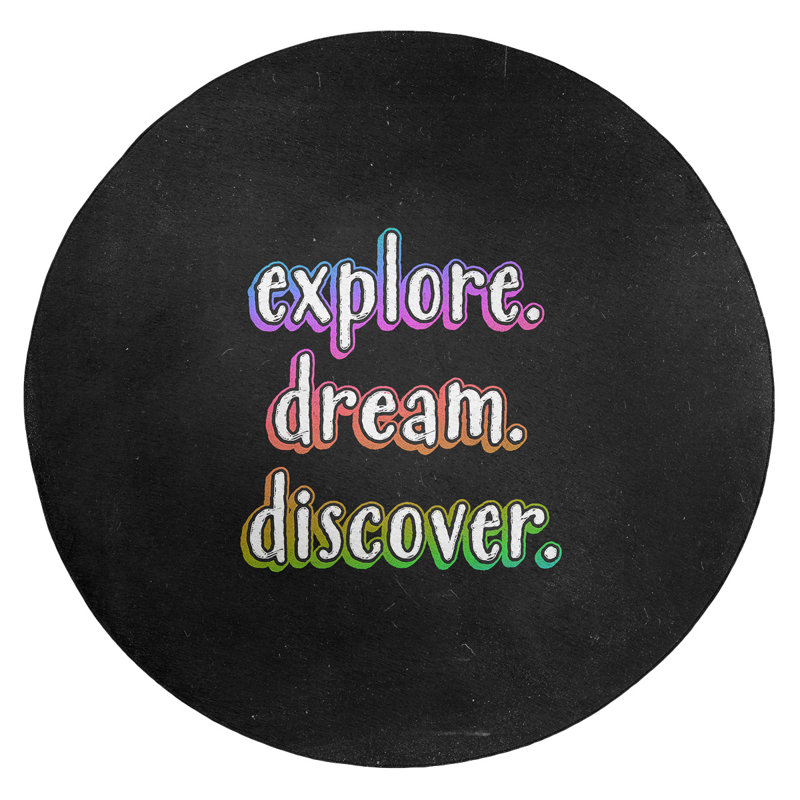 Tapis en poly-chenille style tableau noir look rêve discover, Rond 5 pi
