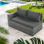 Ensemble de canapés de patio gris durable avec rotin et rangement toutes saisons