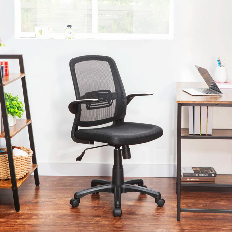 Chaise de travail ergonomique en filet avec accoudoirs rabattables