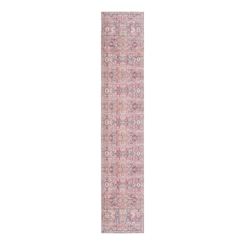 Tapis rose tissé à la machine Gwaltney, Tapis de couloir 2 pi 7 po x 14 pi 1 po