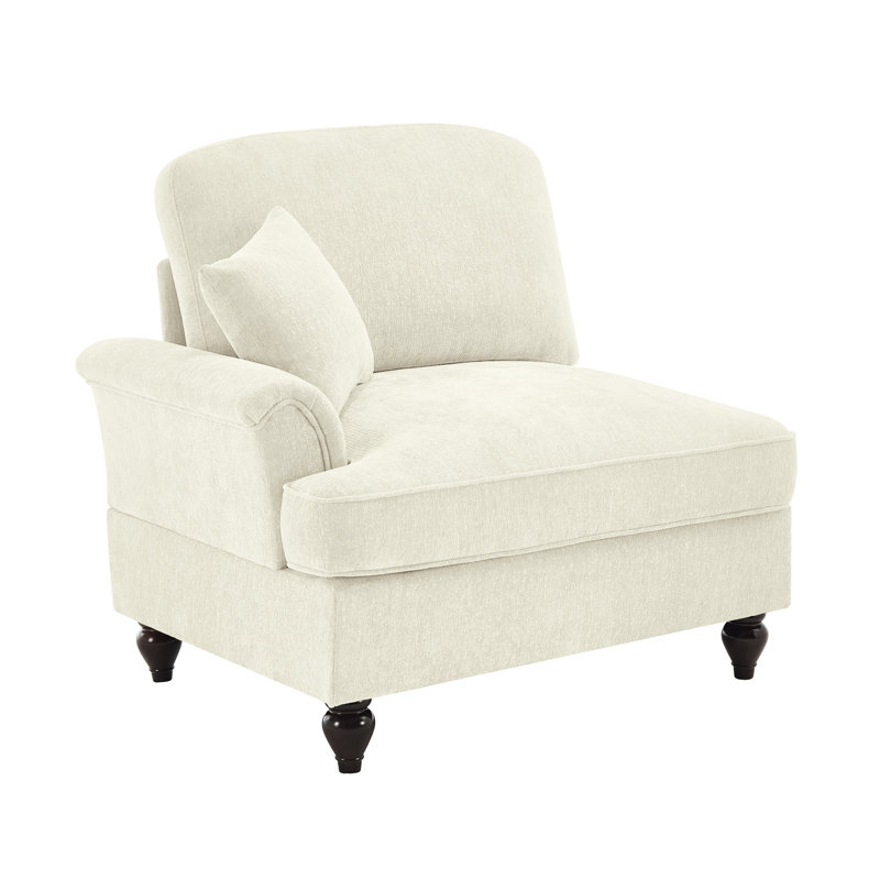 Chenille en blanc beige, 1 oreiller inclus - Canapé en nuage facile à installer avec volants détachables, rembourrage souple, rembourrage haute densité, coussin et pieds incurvés, tissu argenté, multi configurable