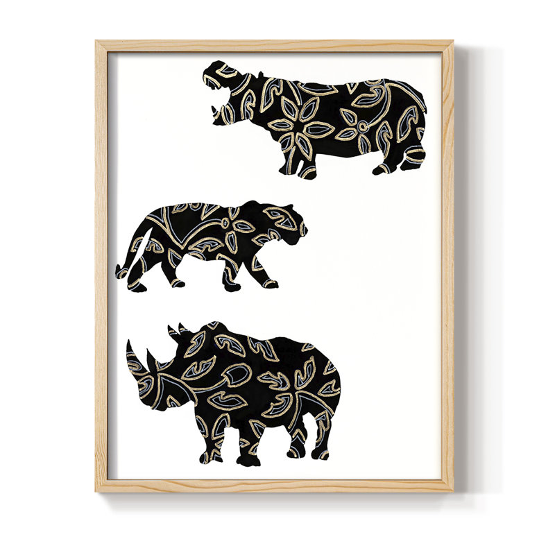 Reproduction encadrée d'animaux en safari ornementaux II, H 11 po x l 9 po