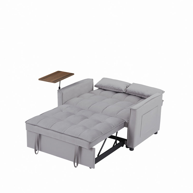 Canapé-lit en velours avec causeuse et table d'appoint