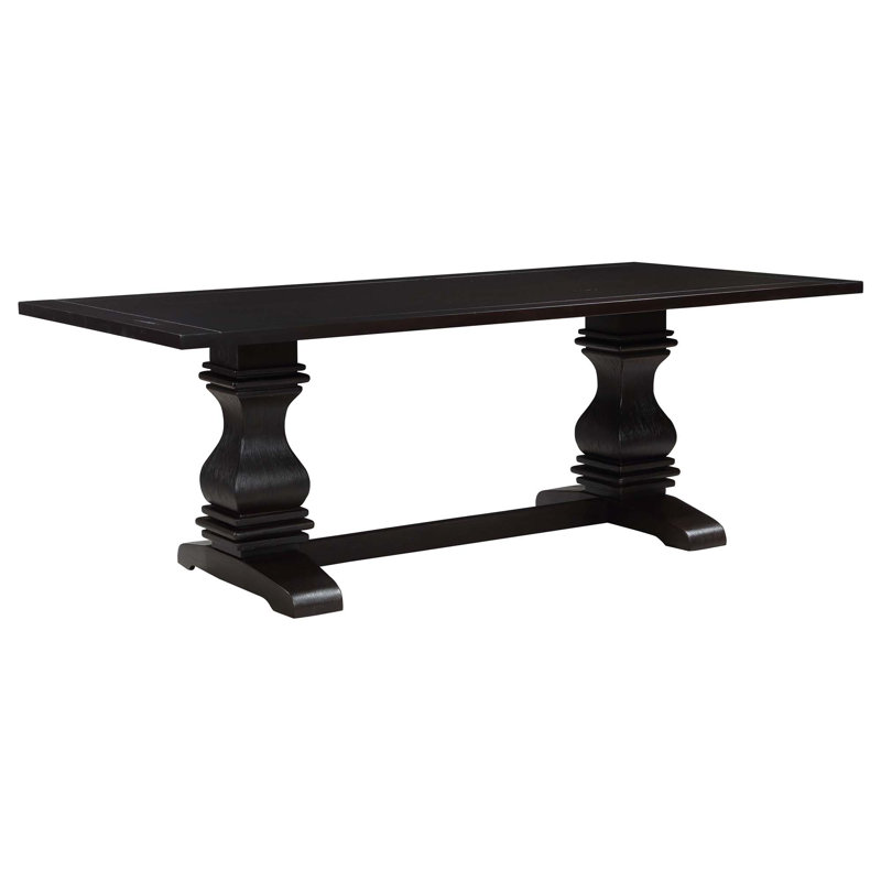 Villeneuve Rustic Espresso Rectangular Double Pedestal Dining Table