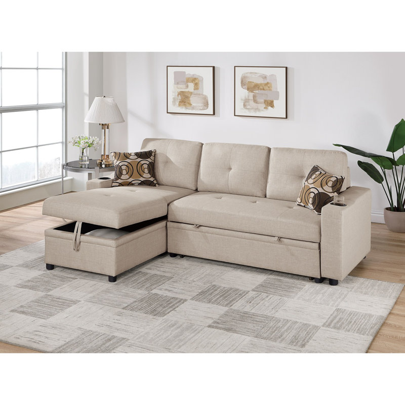 Canapé modulaire convertible en tissu Dorris, Beige