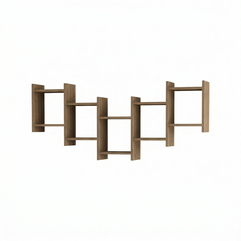 Dillow 10 Piece Floating Shelf Modern Wall-Mounted Storage and Display, Dark Oak Effect