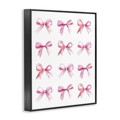 Pink Bows Rows Black Framed Giclee Art by Daphne Polselli